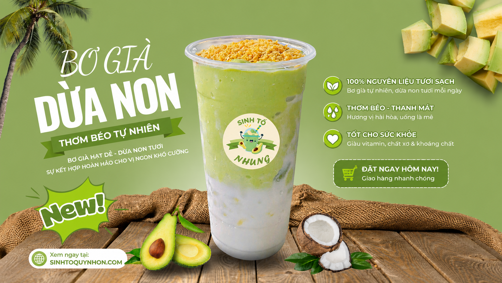 Bơ Già Dừa Non